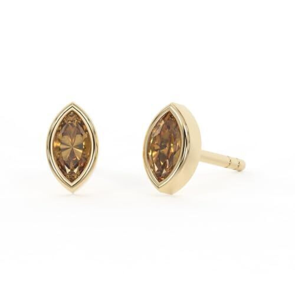 6540 Citrine Stud Earrings , Marquise Stud Earrings - Hypoallergenic 18K